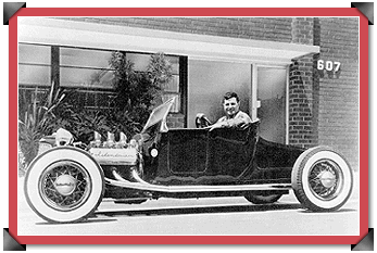 Ed Iskenderian in his roadster